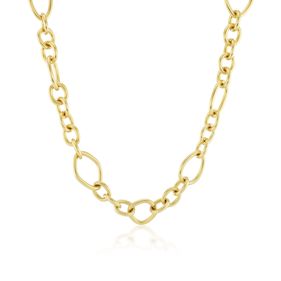 Gold Circular Linked Chunky Chain Necklace