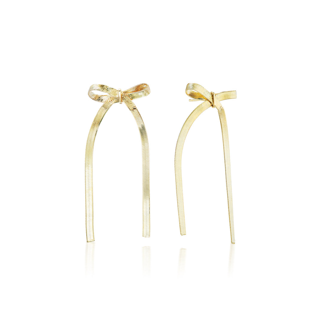 One Single 22k Yellow Gold Dangle Bow Knot Disco Ball Stud Earring Screw Back online